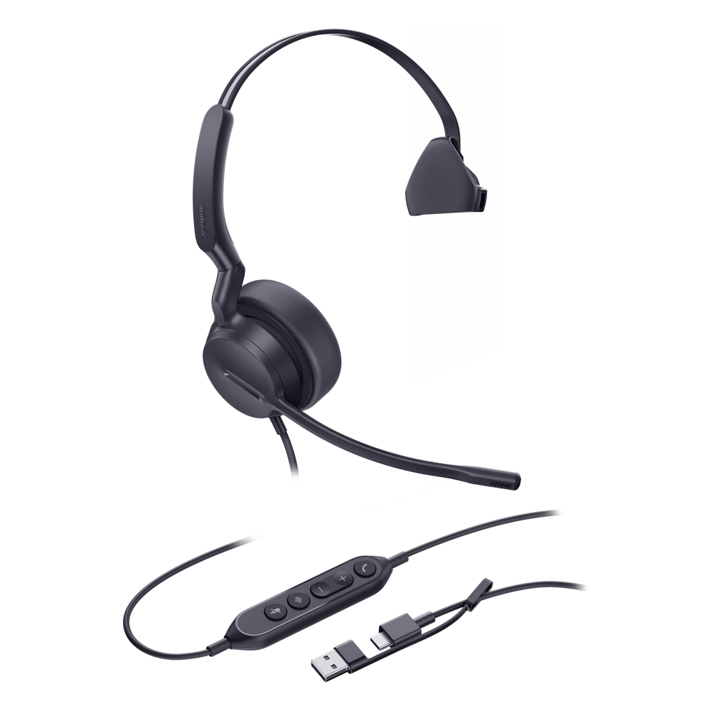 Auriculares Yealink UH42 Mono con cancelación de ruido por IA para Microsoft Teams, USB-C/A e indicador de ocupado