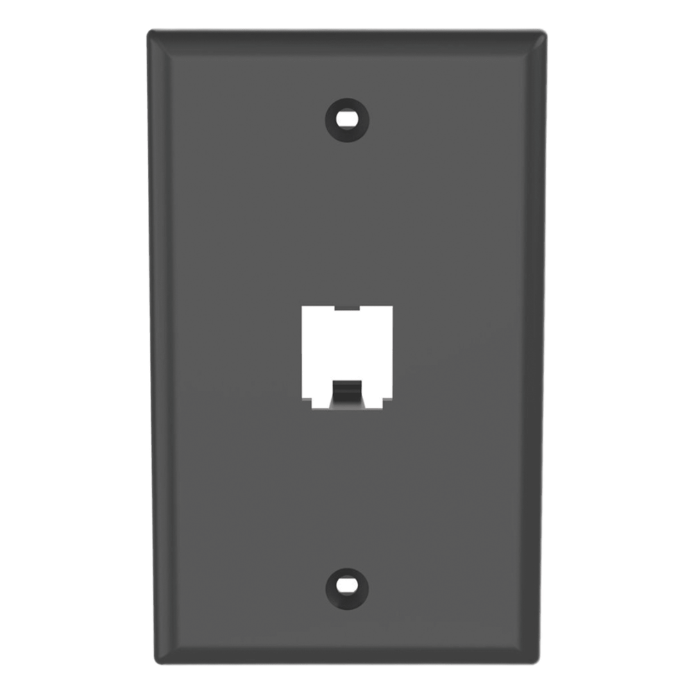 Placa de Pared Vertical Clásica, Salida Para 1 Puerto Mini-Com, Color Negro
