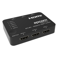 Switch HDMI 5x1 | 18Gbps | 4K@60Hz | YCbCr 4:4:4 | HDR, Dolby Vision y HLG | Soporte 3D | Conmutación Automática y Manual | Diseño Compacto