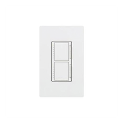 Atenuador dual Maestro con dos canales independientes de 300 W para lámparas incandescentes y halógenas, unipolar, 120 V, color blanco