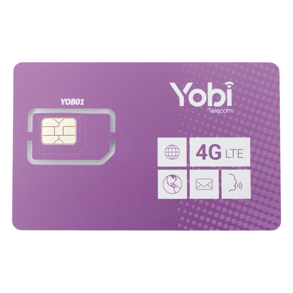SIM Yobi para dispositivos móviles 3G/4G con recarga de 10GB cada mes durante 1 año de servicio (solo datos)