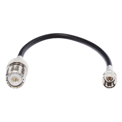 Jumper Adaptador de Conector Mini UHF Macho a UHF Hembra (SO-239), Níquel/ Oro y Plata/ Delrin.