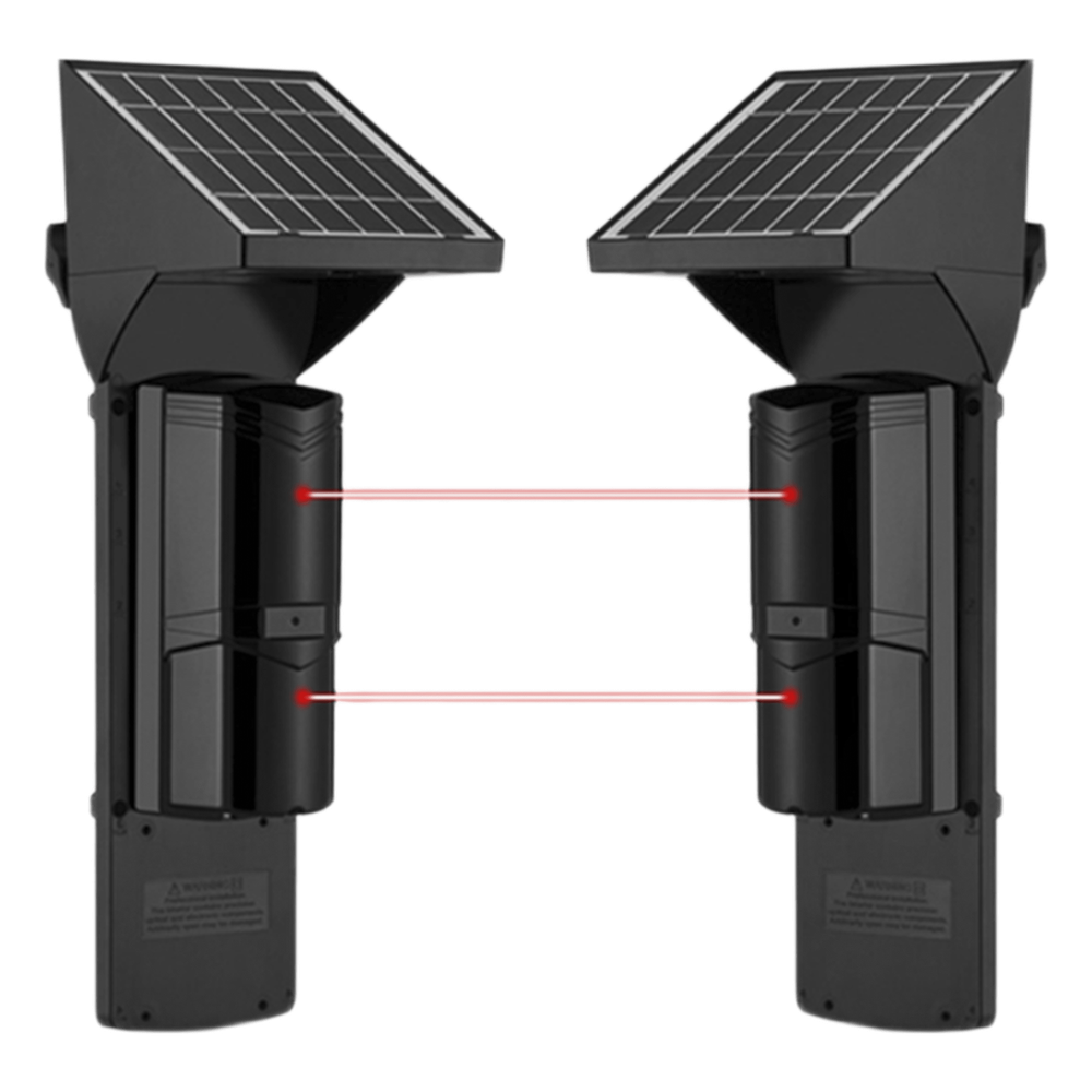 Detector Fotoelectrico Solar SFIRE SFA60 / 2 Rayos Infrarrojos / 60 m Exterior / 120 m Interior / Panel Solar Integrado / Bateria 4,000 mAh / 4 Frecuencias / IP65
