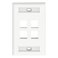 Placa de Pared Vertical, Salida Para 4 Puertos Keystone, Con Espacios Para Etiquetas, Color Blanco