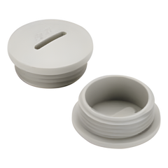 Tapón roscado de 1/2" para caja cuadrada a prueba de intemperie.
