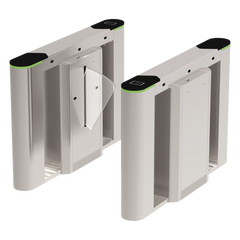 Puerta de cortesía tipo FLAP bidireccional / 30 personas por minuto / Acabado de Lujo / Apertura en 1 segundo / Acero inoxidable / Indicadores LED / Alarma por acceso denegado