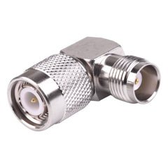 Adaptador en Ángulo Recto de Conector TNC Macho a TNC Hembra, Níquel/ Oro/ Teflón.