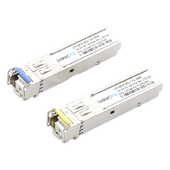 Transceptores Ópticos Bidireccionales SFP (Mini-Gbic) / Monomodo 1310 & 1550 nm / 1.25 Gbps / 1000BASE-BX / Conector LC/UPC Simplex / DDM / Hasta 20 km / 2 Piezas