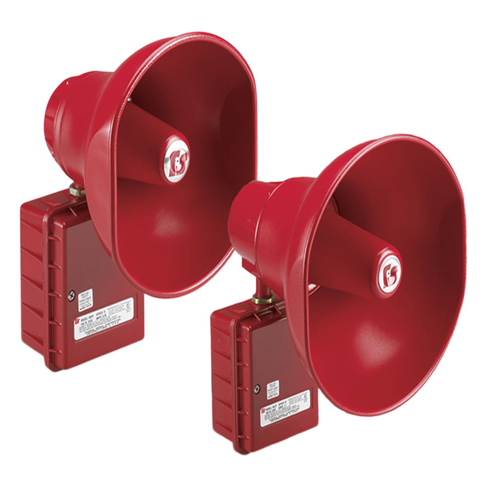 Altavoz amplificado, 15W, Aprobado por CSFM y Listado contra incendios UL, 24 VCD, Color Rojo