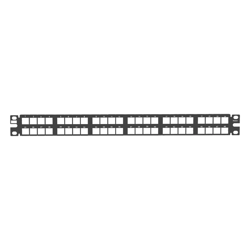 Panel de Parcheo Modular de Alta Densidad, Keystone (Sin Conectores), Identificación con Etiqueta Adhesiva, de 48 Puertos en 1 UR
