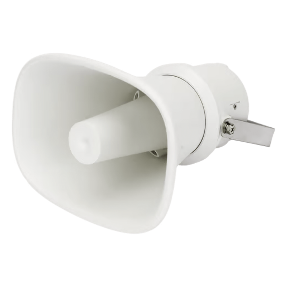 Altavoz Tipo Trompeta | 5 Watts - 30 Watts | Color Blanca | 100 V / 70 V | Material ABS | IP65 | Requiere amplificador
