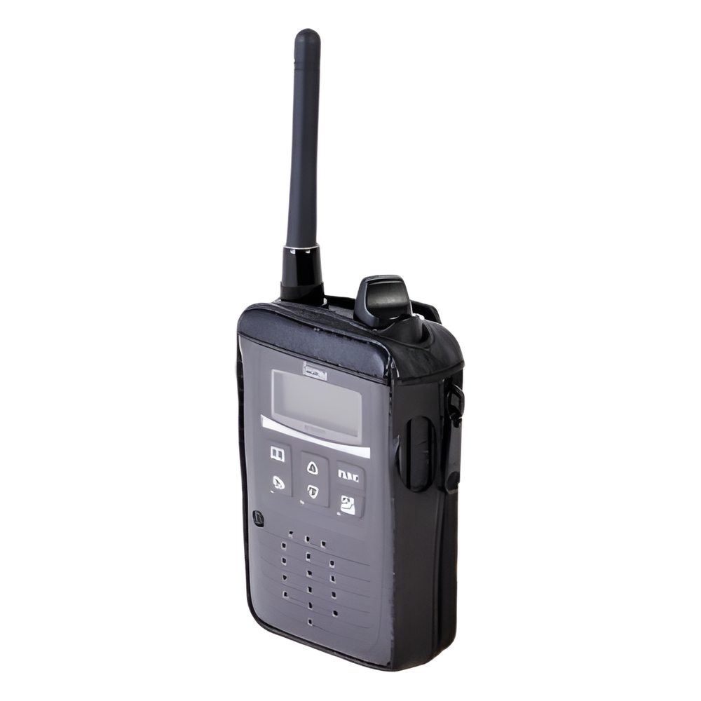 Funda Reforzada de Piel con Cierre Lateral y Visor de Pantalla Frontal Transparente, para uso en Radios IP-100H.