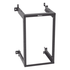 Rack PanZone® de Montaje en Pared, de 19in, Profundidad Ajustable, Rieles Numerados y Roscados #12-24, 18 UR, Color Negro