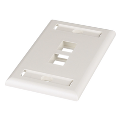 Placa de Pared Vertical, Salida Para 2 Puertos Keystone, Con Espacios Para Etiquetas, Color Blanco Mate
