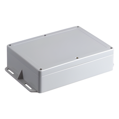 Gabinete Plástico para Exterior (IP65) de 160 x 220 x 100 mm Cierre por Tornillos Metálicos. Tiene Orejas para instalación a muro.