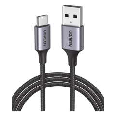 Cable USB-A a USB-C | 2 Metros (6.56 Pies) | Transferencia de Datos de 480 Mbps | Carga Rápida | QC 4.0/3.0/2.0 | FPC | AFC | Protección Integrada | Caja de Aluminio | Nylon Trenzado | Color Negro
