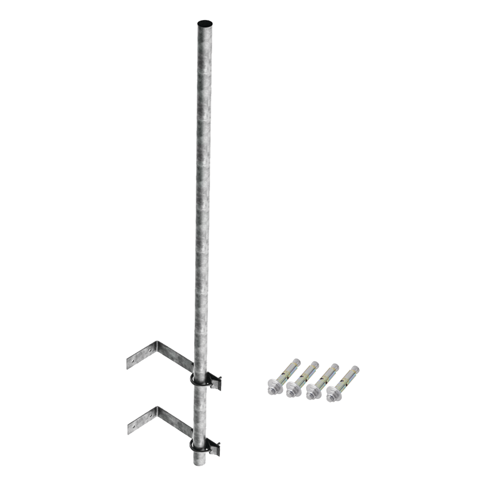 Mástil de 3 m de 1-1/4" diámetro ced. 30 con Herrajes para Sujeción a Pared.