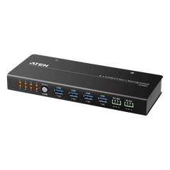 Conmutador de Uso Compartido USB 3.2 Gen 1 Industrial | 8 Puertos para Computadoras | 4 Puertos para Dispositivos | 5 Gbps | Selección por Botón, RS-232/485 o Remoto | Power on Detection | Carcasa de Metal | Montaje en Pared