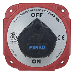 Interruptor Desconexión Batería 9703 con Desconexión Campo Alternador, 480 Amperios Continuos, 1200 Amperios Intermitentes, 6-32 VDC, Terminales 1/2 Pulgada, Montaje Marino
