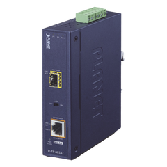 Convertidor de Medios PoE Industrial, Puerto SFP 1000BASE-SX/LX a Puerto RJ45 Gigabit con Salida PoE 802.3at (Hasta 30 W).