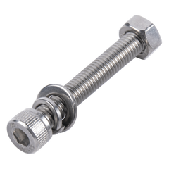 1 Tornillo Allen Milimétrico de Acero Inoxidable  M8-1.25 x 65/ Con 1 Tuerca, 1 Arandela de Presión y 1 Plana / Para Montajes de Módulos Foto Voltaicos .