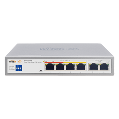 Switch PoE / Administración en la nube / Con 4 puertos 10/100 Mbps PoE af/at / 2 Puertos Uplink 10/100 Mbps / Presupuesto 60 W / PoE hasta 250 metros / Soporta protocolo ONVIF