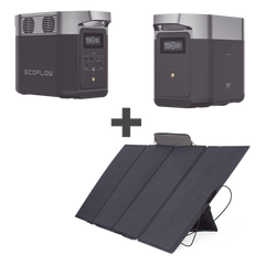 Kit de Estación de Energía Portátil 1024Wh + Batería Externa 1024Wh + Panel Solar Flexible 400W (2024Wh Totales)