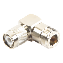 Adaptador en Ángulo Recto de Conector TNC Macho a N Hembra, Níquel/ Oro/ Teflón.