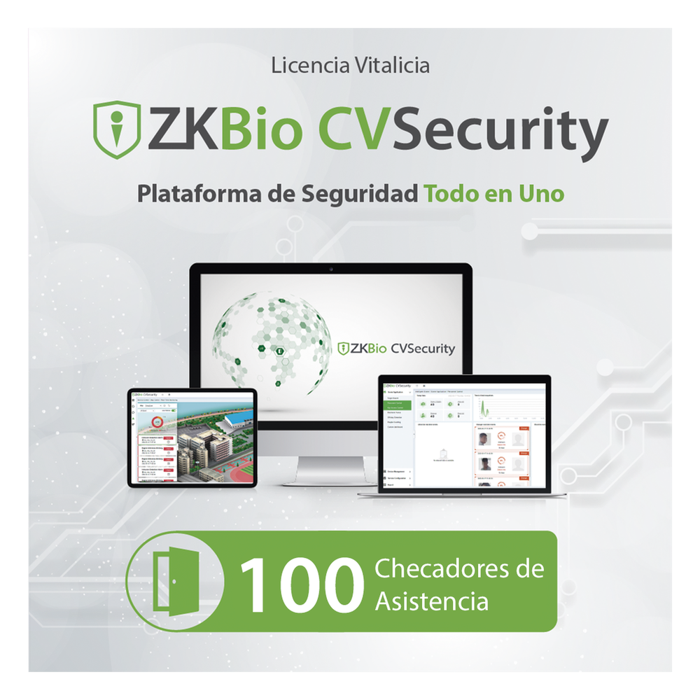Licencia para ZKBio CVsecurity permite gestionar hasta 100 dispositivos para tiempo y asistencia
