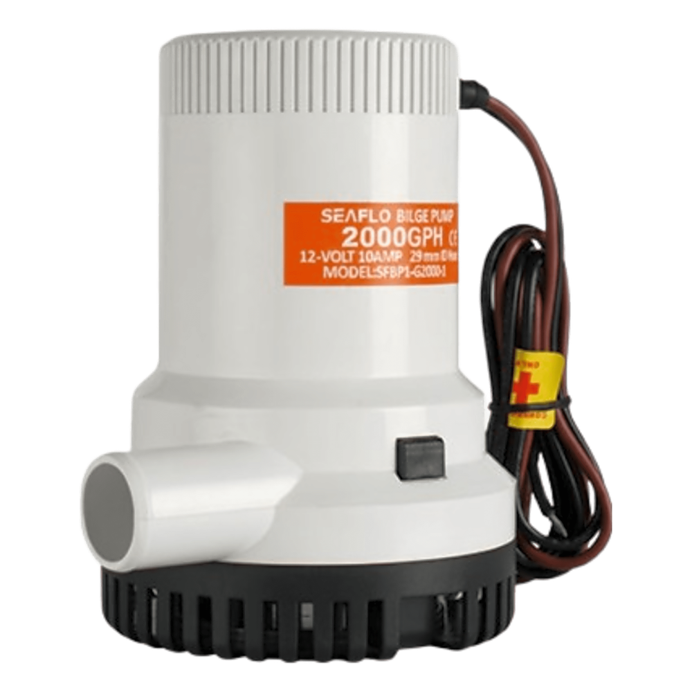 Bomba Achique SEAFLO SFBP1-G2000-01 / 2000 GPH (7571 LPH) / 12V CD / Eje Inoxidable / Operación en Seco / Anti-Airlock / CE-RoHS-ISO 8849