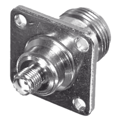 Adaptador en Línea para Panel de SMA Hembra a N Hembra, Montaje Trasero para 18 mm entre Centros, Níquel/ Oro/ Teflón.