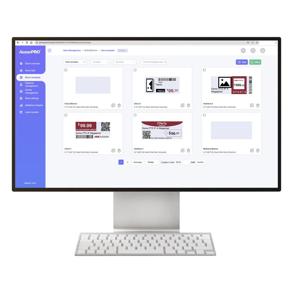 Licencia Anual Para Gestión de AccessPro ESL Cloud / Etiqueta de Tinta Electrónica / ESL / 100% Nube / 1 Tienda