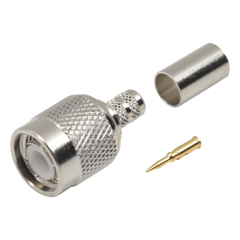 Conector TNC Macho de Anillo Plegable para Cables RG-58/U, RG-142/U, LMR-195, Níquel/ Oro/ Teflón.
