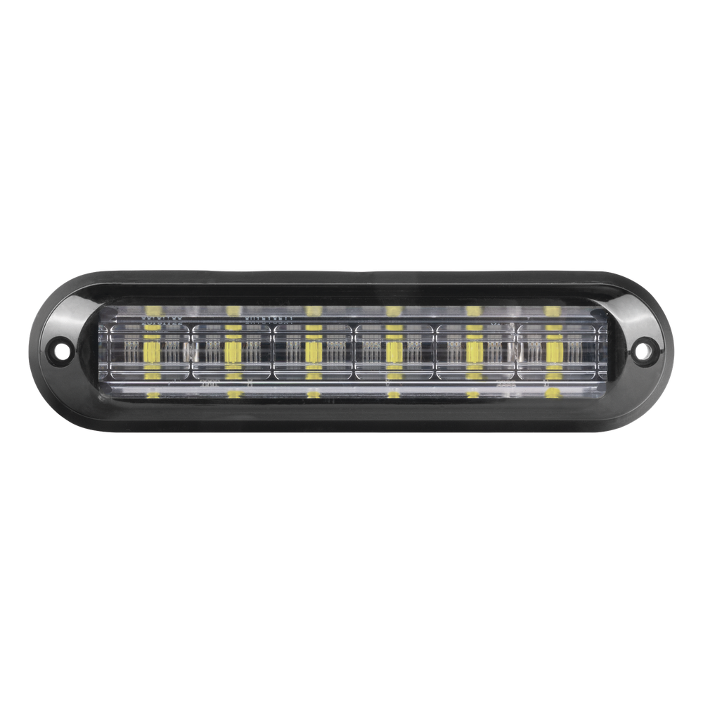 Luz Auxiliar Ultra Brillante  IP67 de 6 LEDs, Color Rojo/Claro, con mica transparente y bisel negro