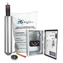 Kit Antivandalico de puesta a tierra de 45 A con Electrodo, Filtro, Acoplador y Compuesto H2Ohm.