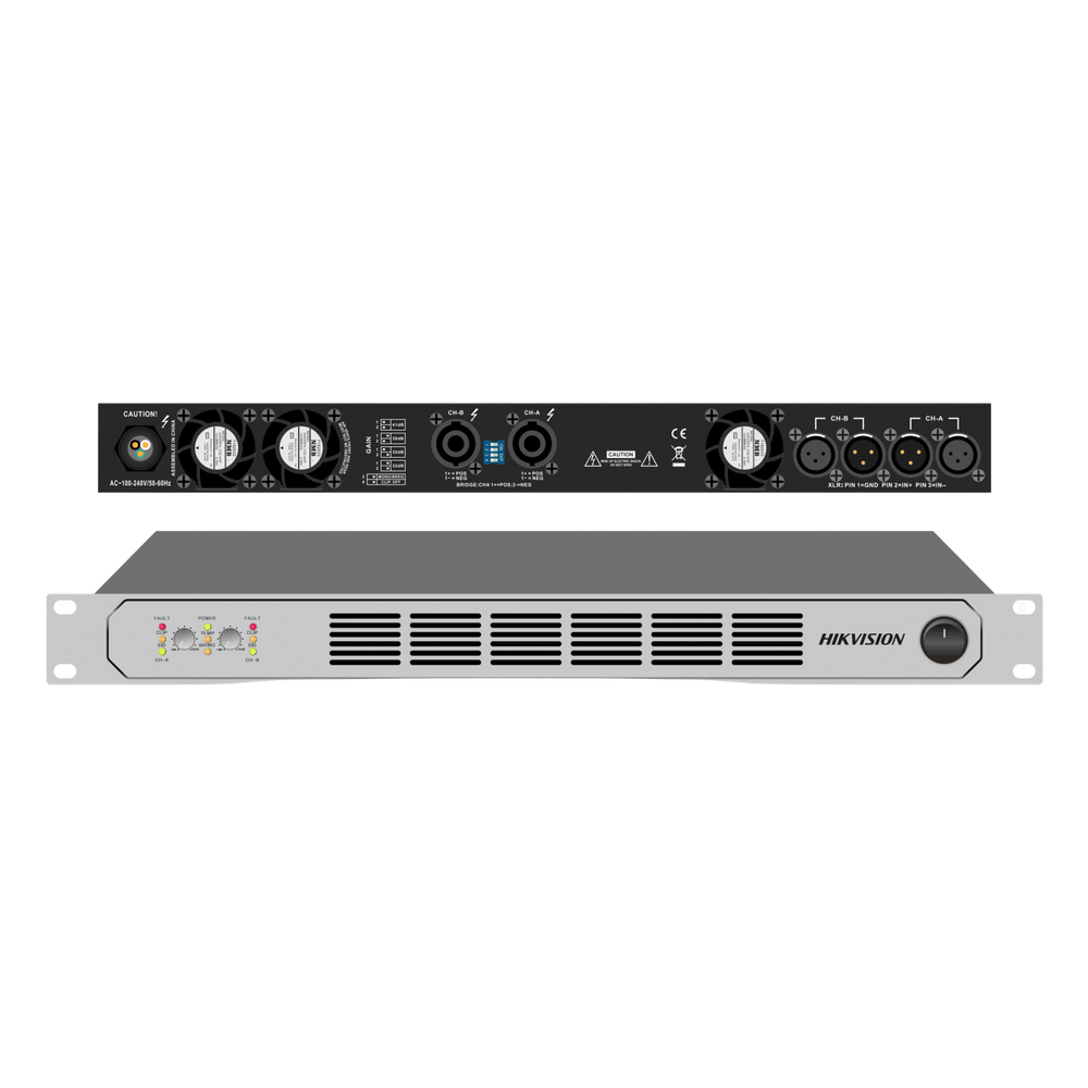 Amplificador de Potencia Profesional  / 250W 2-Zonas / Clase D / Eficiencia 90% / Modos Estéreo y Puente / PFC de Banda Ancha / Protección Integral / 1U Compacto