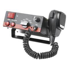 Sirena Vehicular de 100W de Potencia, Con Switch Giratorio de 6 posiciones, Micrófono de Uso Rudo e Interconexión a Radio