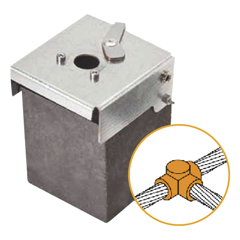 Molde de Grafito Horizontal Unión en T / Cable 2/0 AWG (70 mm²) / 70 Soldaduras / Acero Electrogalvanizado / Normativa UNE 21186