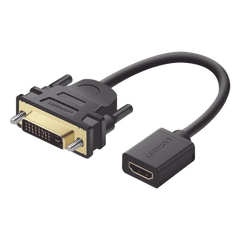 Convertidor DVI Macho a HDMI Hembra | Bidireccional | DVI 24+1 | 1080P@60Hz | Cable de 22 cm (8.66 Pulgadas) | Negro