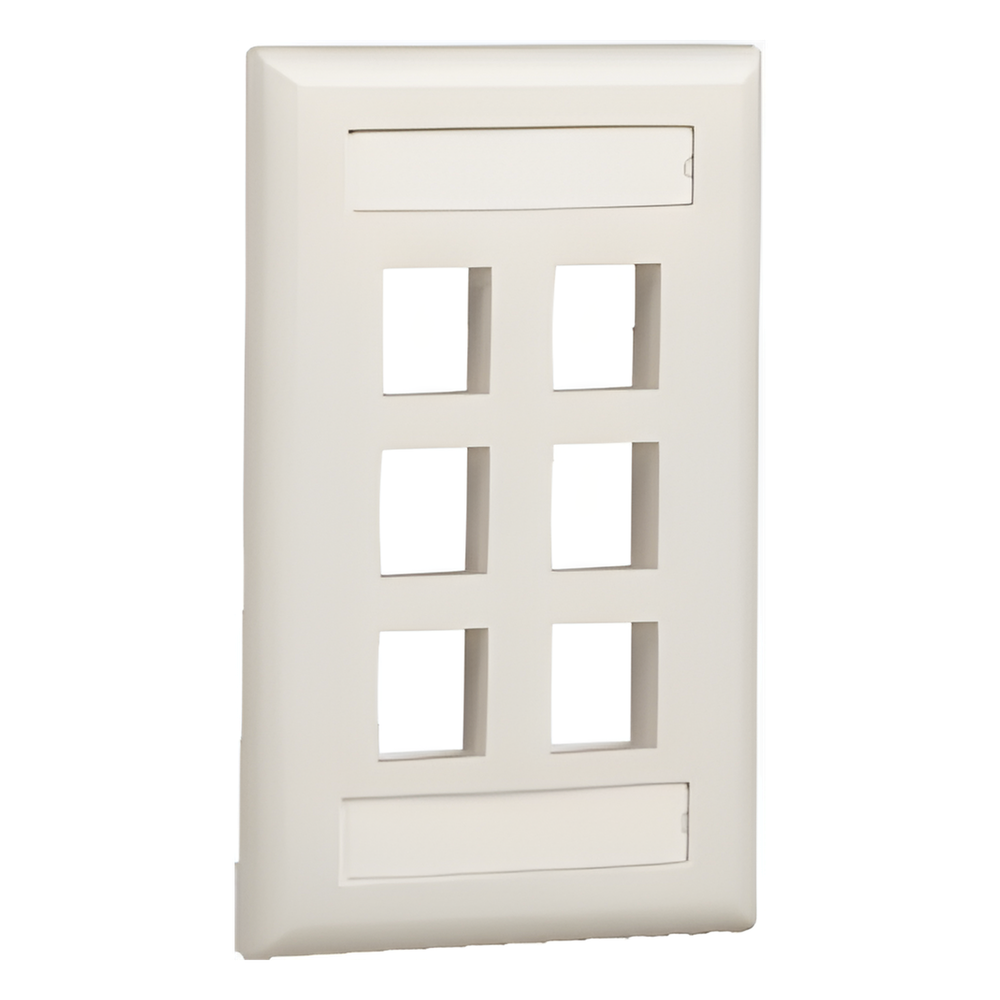 Placa de Pared Vertical, Salida Para 6 Puertos Keystone, Con Espacios Para Etiquetas, Color Blanco