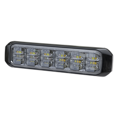 Luz Auxiliar de 18 LED, Tricolor, Rojo/Blanco/Ambar, Lente Transparente, Bisel Negro, SAE