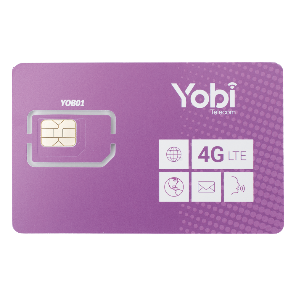 SIM Yobi para dispositivos móviles 3G/4G con recarga de 1GB cada mes durante 1 año de servicio (solo datos)