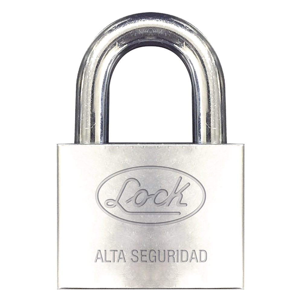 Candado de hierro alta seguridad con llave de disco/ Acabado Cromado/ Llaves Abloy/ Medida de Horquilla 50 mm.