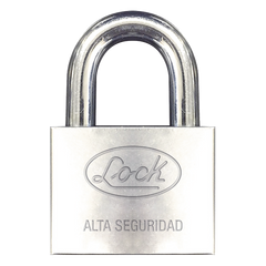 Candado de hierro alta seguridad con llave de disco/ Acabado Cromado/ Llaves Abloy/ Medida de Horquilla 50 mm.