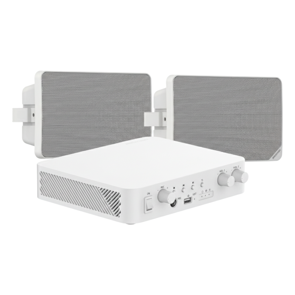 Kit de Audio | 70/100V | 2 Altavoces de pared | Bluetooth | Color Blanco | Hik-Connect