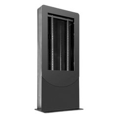 Kiosko modo Vertical para interior color Negro / Soporta Pantallas de 65" hasta 4" de Profundidad / Estructura de Acero con Placa Base 3/8" / 6 Salidas Supresor de Picos UL/cUL / Ventilación Termostática / Puertas de Acceso Se