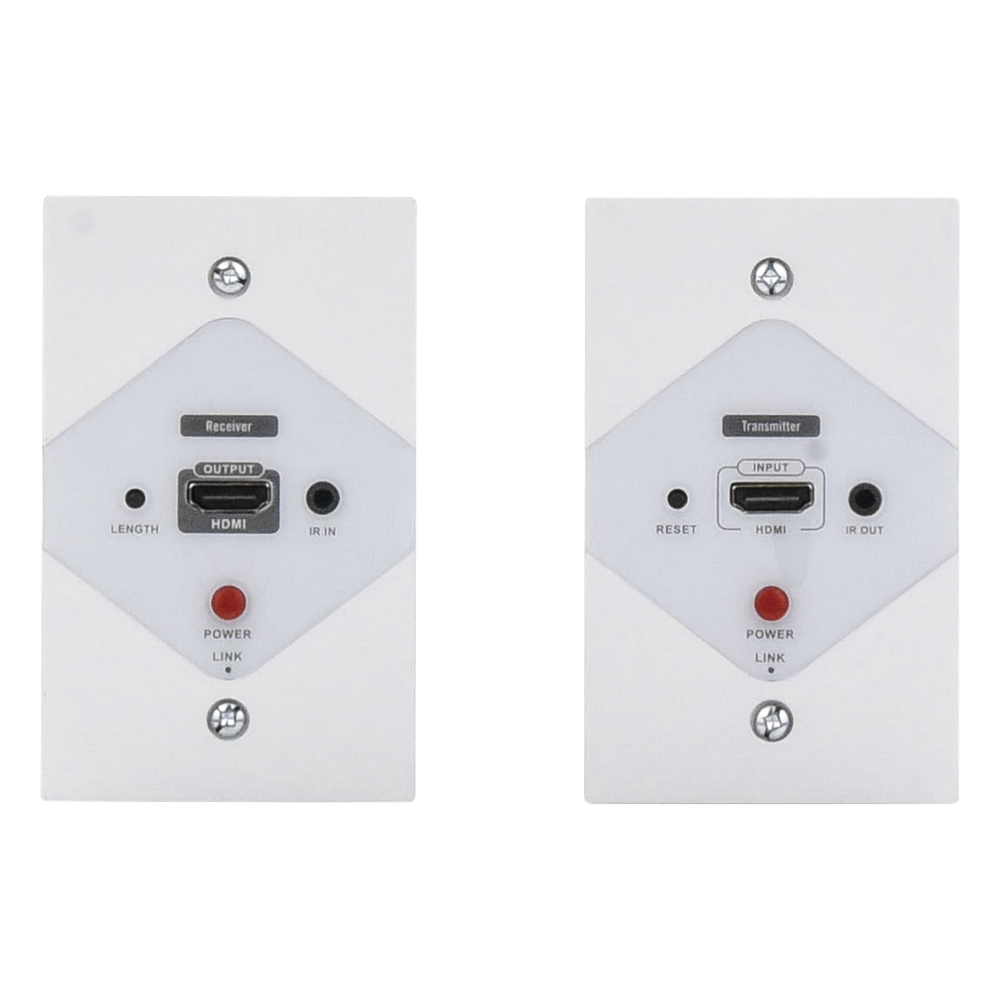 Kit Extensor HDMI en PLACAS DE PARED para distancias de 40 metros / Resolución 1080P @ 60 Hz / Cat 6/6A/ 7 / HDR/ Cero Latencia / Soporta Control Remoto / Placa de pared de 2.74 x 4.49” (tamaño estándar de EE.UU.).