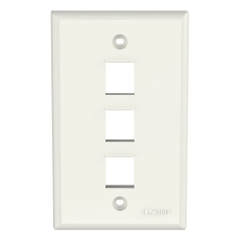 Placa de Pared Vertical, Salida Para 3 Puertos Keystone, Color Blanco Mate