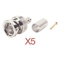 Kit de 5 Conectores BNC Macho RFB-1707-D de Anillo Plegable / RG-59, 75 Ohm.