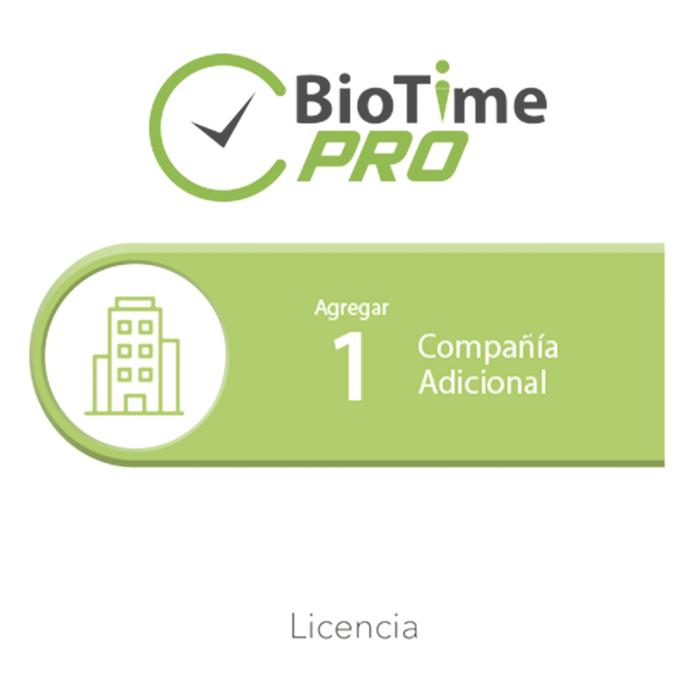 Software de Gestión Centralizada de Asistencia BIOTIMEPRO Licencia para agregar 1 compañía adicional